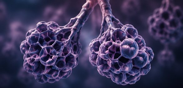 Illustration of lung alveoli, the small air sacs where gas exchange occurs